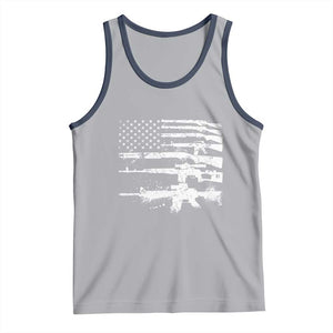 Machine Guns American Flag Tank Top For Gun Owner Lover 2A Retro Vintage TS02 Athletic Heather Navy Print Your Wear