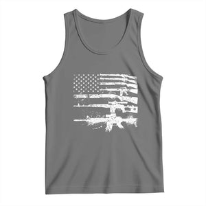 Machine Guns American Flag Tank Top For Gun Owner Lover 2A Retro Vintage TS02 Black Heather Print Your Wear