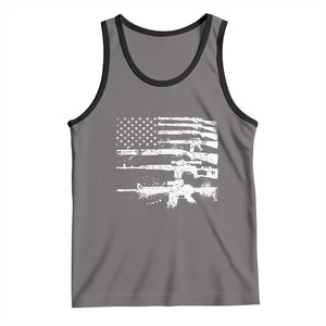 Machine Guns American Flag Tank Top For Gun Owner Lover 2A Retro Vintage TS02 Deep Heather Black Print Your Wear