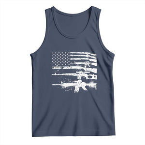 Machine Guns American Flag Tank Top For Gun Owner Lover 2A Retro Vintage TS02 Navy Print Your Wear