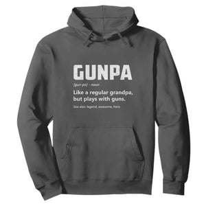 Cool Gun Grandpa Enthusiast Hoodie Funny Gunpa Definition Like A Regular Grandpa But Plays With Guns TS02 Dark Heather Print Your Wear