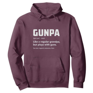 Cool Gun Grandpa Enthusiast Hoodie Funny Gunpa Definition Like A Regular Grandpa But Plays With Guns TS02 Maroon Print Your Wear