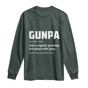 Cool Gun Grandpa Enthusiast Long Sleeve Shirt Funny Gunpa Definition Like A Regular Grandpa But Plays With Guns TS02 Dark Forest Green Print Your Wear