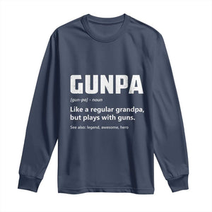 Cool Gun Grandpa Enthusiast Long Sleeve Shirt Funny Gunpa Definition Like A Regular Grandpa But Plays With Guns TS02 Navy Print Your Wear