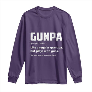 Cool Gun Grandpa Enthusiast Long Sleeve Shirt Funny Gunpa Definition Like A Regular Grandpa But Plays With Guns TS02 Purple Print Your Wear