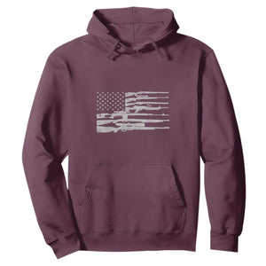 American Flag Rifle Firearm Hoodie Machine Guns 2A TS02 Maroon Print Your Wear