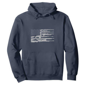 American Flag Rifle Firearm Hoodie Machine Guns 2A TS02 Navy Print Your Wear