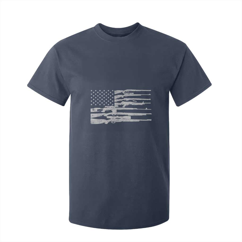American Flag Rifle Firearm T Shirt For Kid Machine Guns 2A TS02 Navy Print Your Wear