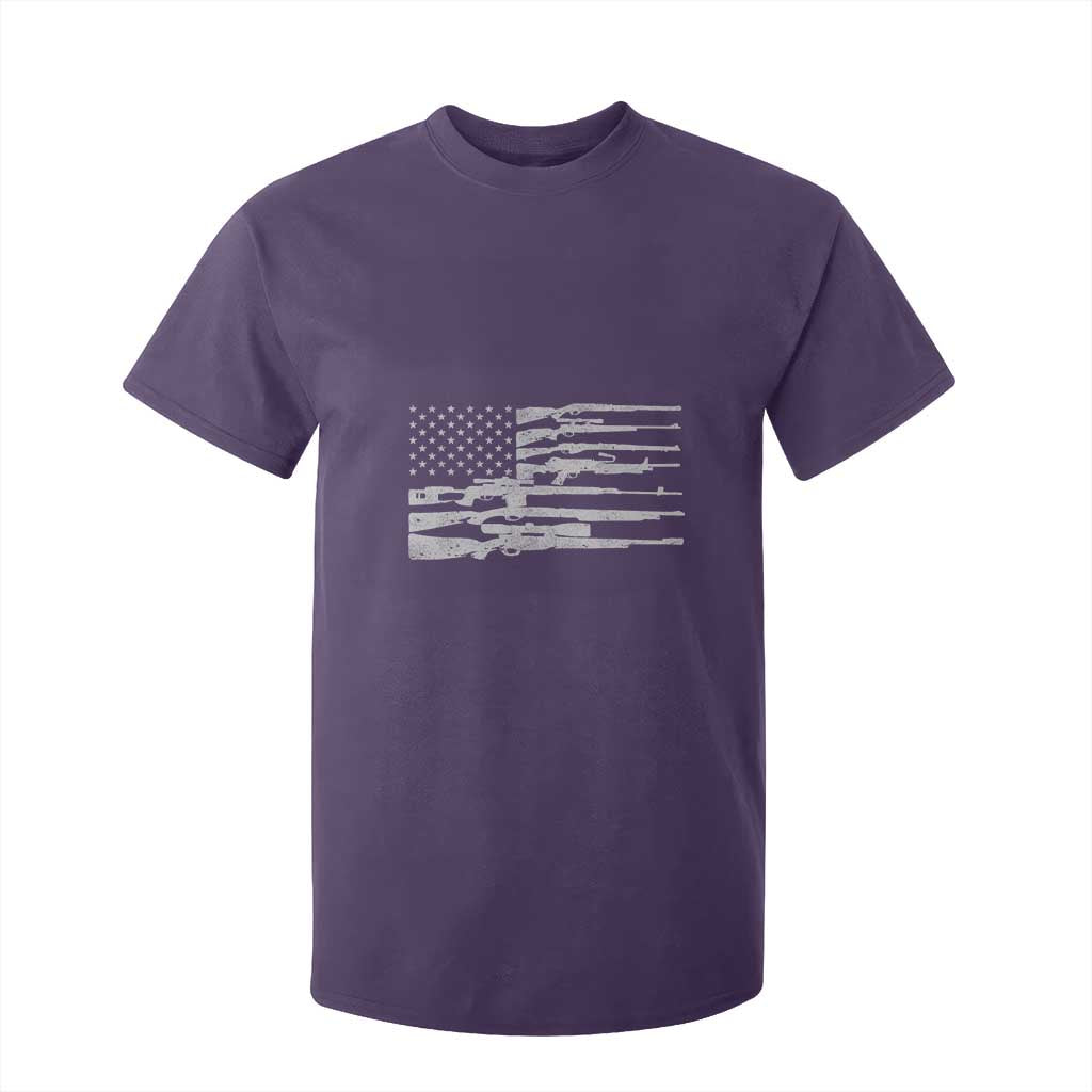 American Flag Rifle Firearm T Shirt For Kid Machine Guns 2A TS02 Purple Print Your Wear