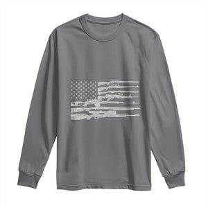 American Flag Rifle Firearm Long Sleeve Shirt Machine Guns 2A TS02 Charcoal Print Your Wear