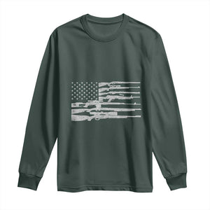 American Flag Rifle Firearm Long Sleeve Shirt Machine Guns 2A TS02 Dark Forest Green Print Your Wear