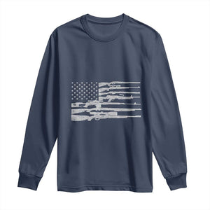 American Flag Rifle Firearm Long Sleeve Shirt Machine Guns 2A TS02 Navy Print Your Wear