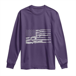 American Flag Rifle Firearm Long Sleeve Shirt Machine Guns 2A TS02 Purple Print Your Wear