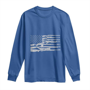 American Flag Rifle Firearm Long Sleeve Shirt Machine Guns 2A TS02 Royal Blue Print Your Wear