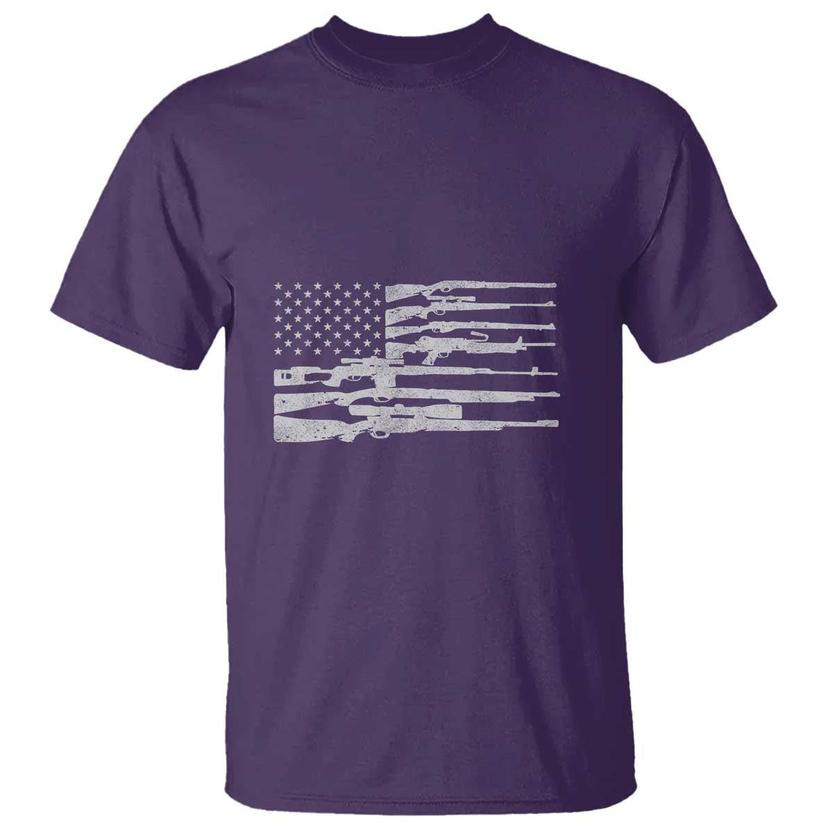 American Flag Rifle Firearm T Shirt Machine Guns 2A TS02 Purple Print Your Wear