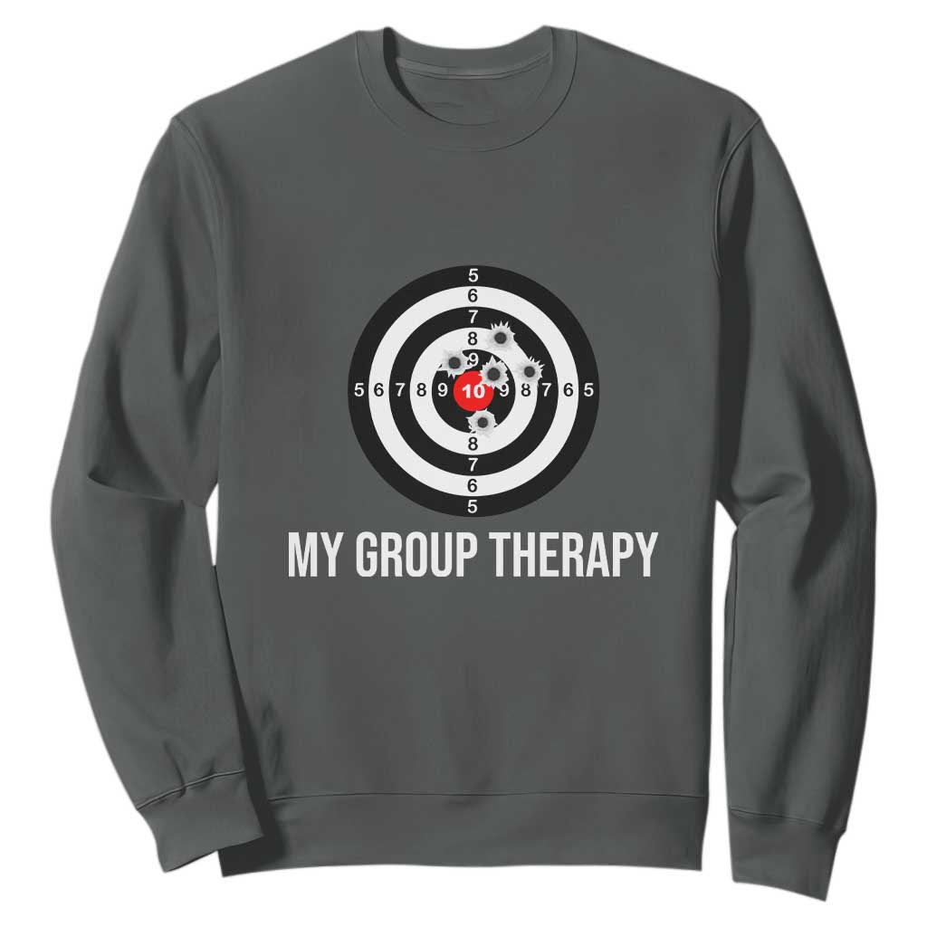 Gun Lover Sweatshirt My Group Therapy Shooting Range TS02 Dark Heather Print Your Wear