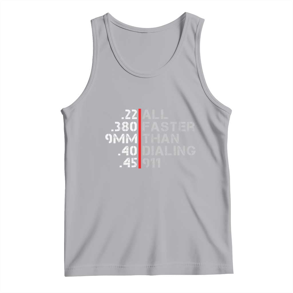 Funny Gun Owner Tank Top Faster Than Dialing 911 Bullet Diameter TS02 Athletic Heather Print Your Wear