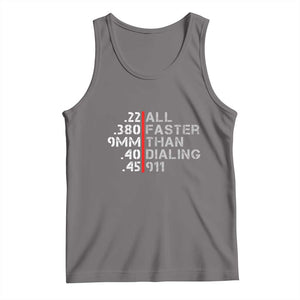 Funny Gun Owner Tank Top Faster Than Dialing 911 Bullet Diameter TS02 Deep Heather Print Your Wear