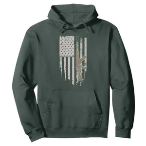 American Flag Second Amendment Hoodie Guns Weapons Rifles 2A Amendment Fathers Day US Flag TS02 Dark Forest Green Print Your Wear