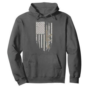 American Flag Second Amendment Hoodie Guns Weapons Rifles 2A Amendment Fathers Day US Flag TS02 Dark Heather Print Your Wear