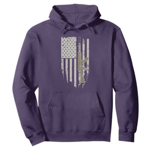 American Flag Second Amendment Hoodie Guns Weapons Rifles 2A Amendment Fathers Day US Flag TS02 Purple Print Your Wear