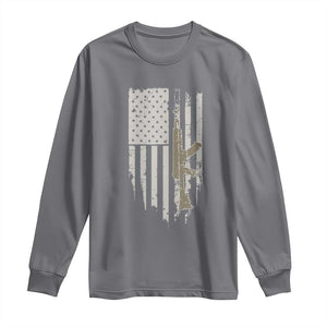 American Flag Second Amendment Long Sleeve Shirt Guns Weapons Rifles 2A Amendment Fathers Day US Flag TS02 Charcoal Print Your Wear