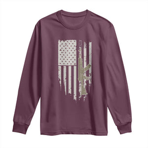 American Flag Second Amendment Long Sleeve Shirt Guns Weapons Rifles 2A Amendment Fathers Day US Flag TS02 Maroon Print Your Wear