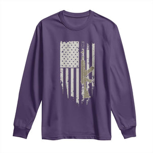 American Flag Second Amendment Long Sleeve Shirt Guns Weapons Rifles 2A Amendment Fathers Day US Flag TS02 Purple Print Your Wear