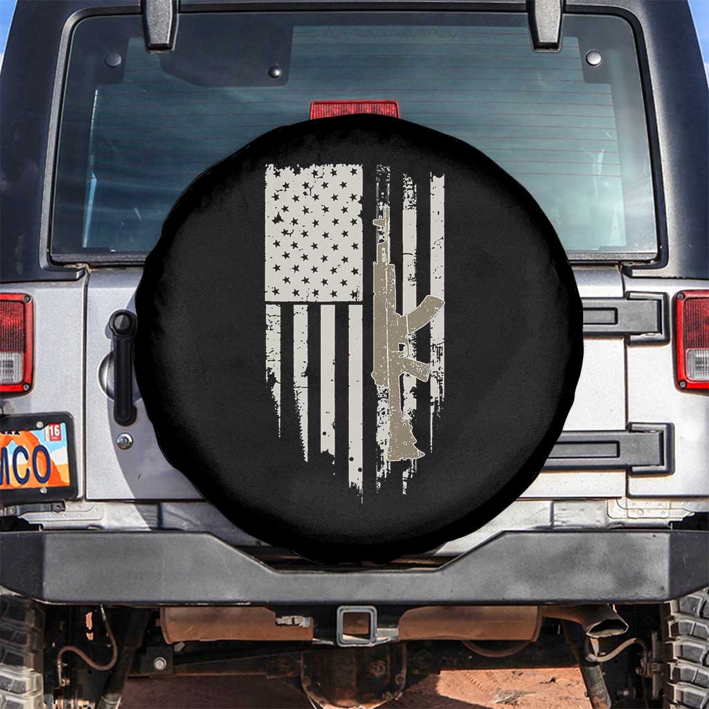 American Flag Second Amendment Spare Tire Cover Guns Weapons Rifles 2A Amendment Fathers Day US Flag TS02 No hole Black Print Your Wear