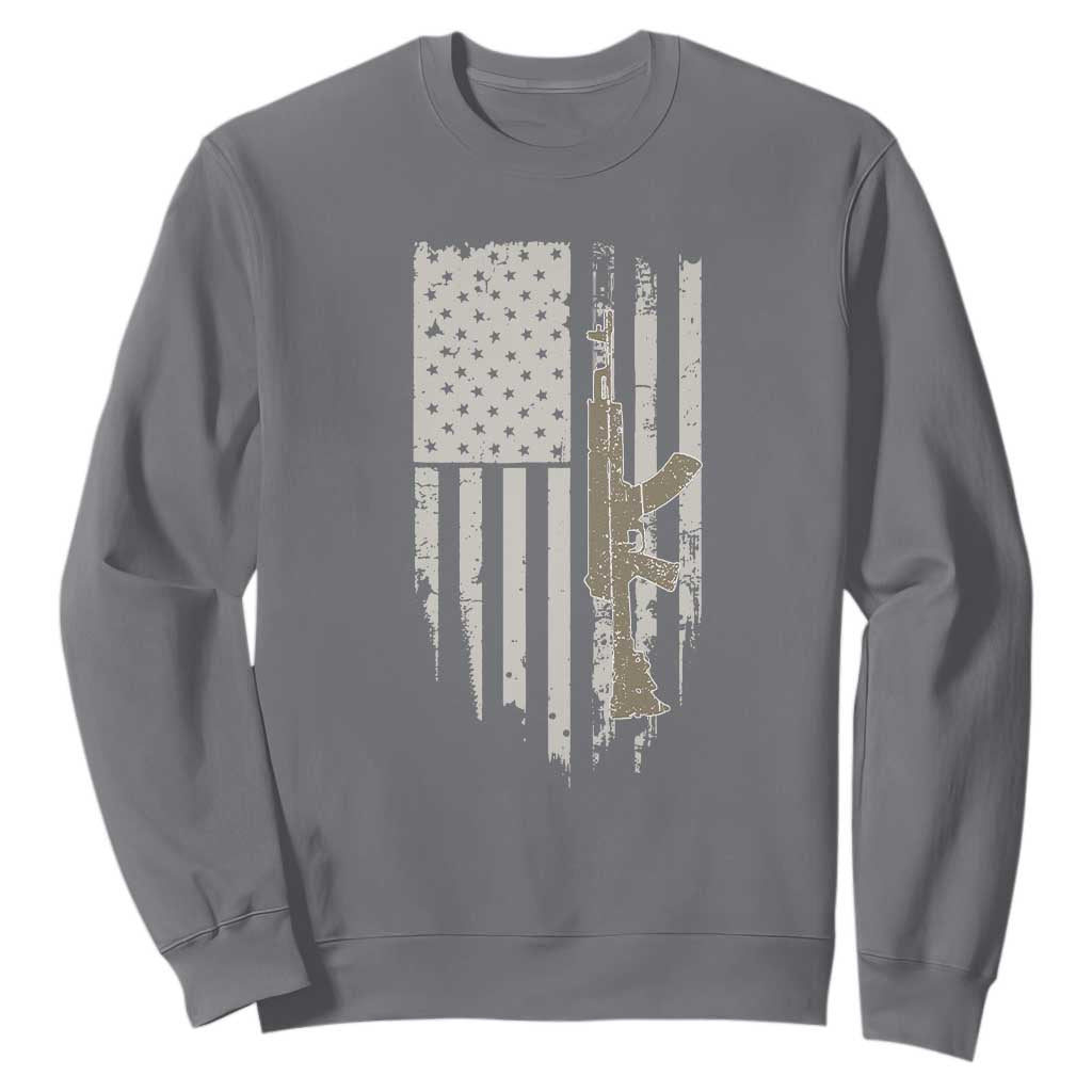 American Flag Second Amendment Sweatshirt Guns Weapons Rifles 2A Amendment Fathers Day US Flag TS02 Charcoal Print Your Wear