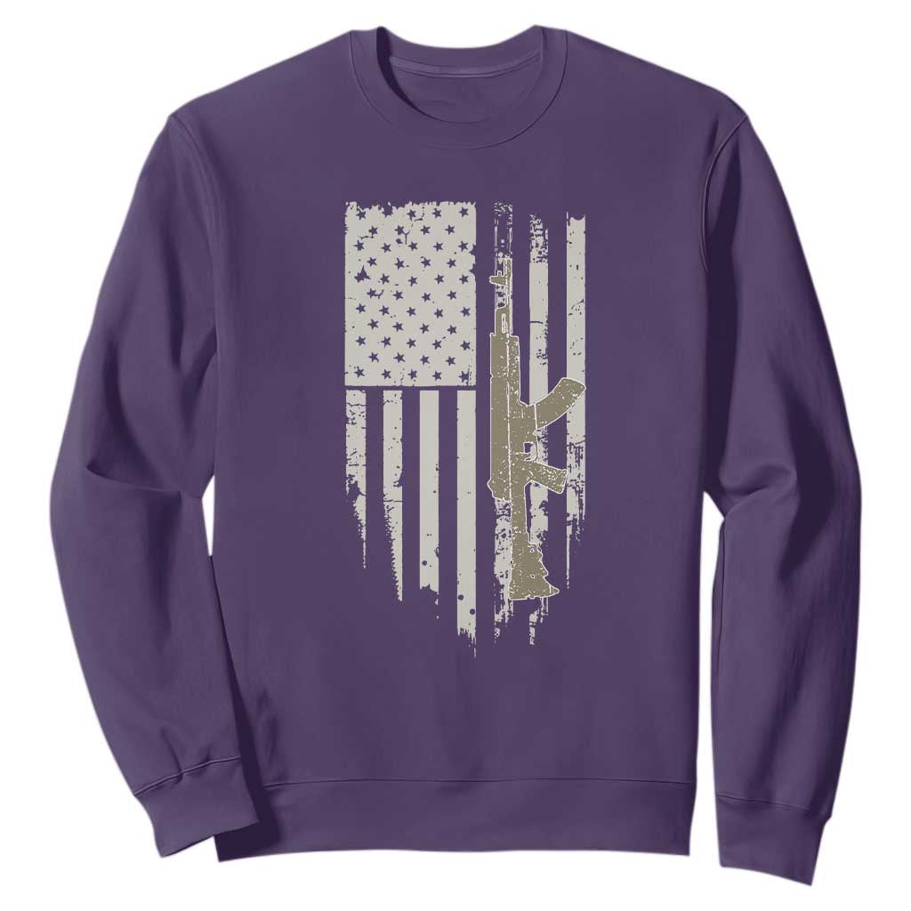 American Flag Second Amendment Sweatshirt Guns Weapons Rifles 2A Amendment Fathers Day US Flag TS02 Purple Print Your Wear