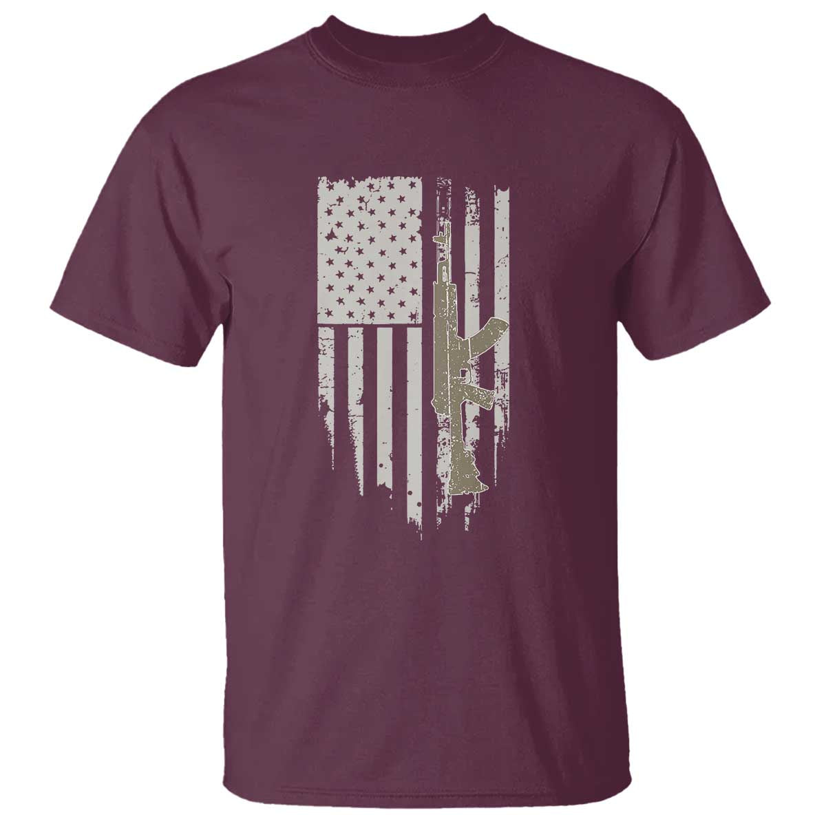 American Flag Second Amendment T Shirt Guns Weapons Rifles 2A Amendment Fathers Day US Flag TS02 Maroon Print Your Wear
