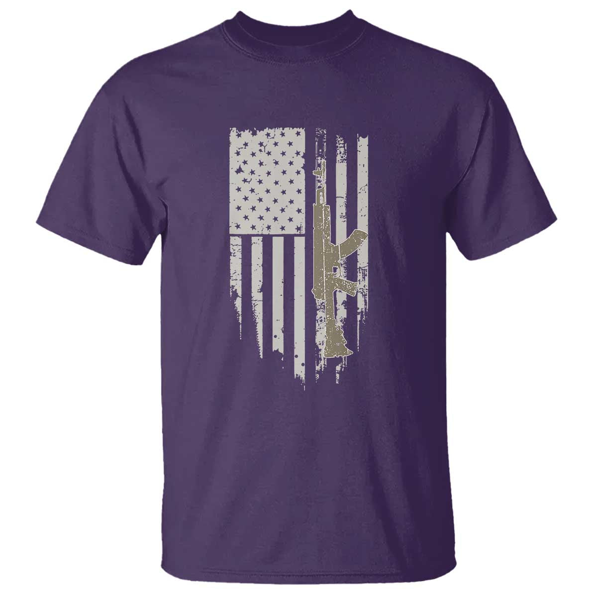 American Flag Second Amendment T Shirt Guns Weapons Rifles 2A Amendment Fathers Day US Flag TS02 Purple Print Your Wear