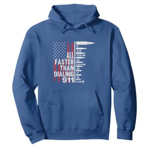 Funny Gun Lover Hoodie All Faster Than Dialing 911 Bullets American Flag TS02 Royal Blue Print Your Wear