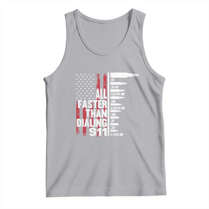 Funny Gun Lover Tank Top All Faster Than Dialing 911 Bullets American Flag TS02 Athletic Heather Print Your Wear