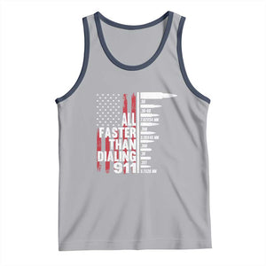 Funny Gun Lover Tank Top All Faster Than Dialing 911 Bullets American Flag TS02 Athletic Heather Navy Print Your Wear