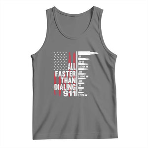 Funny Gun Lover Tank Top All Faster Than Dialing 911 Bullets American Flag TS02 Black Heather Print Your Wear