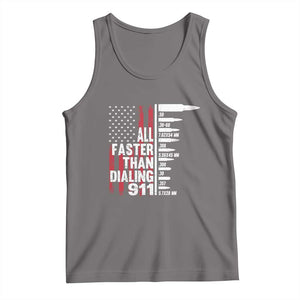 Funny Gun Lover Tank Top All Faster Than Dialing 911 Bullets American Flag TS02 Deep Heather Print Your Wear