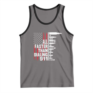 Funny Gun Lover Tank Top All Faster Than Dialing 911 Bullets American Flag TS02 Deep Heather Black Print Your Wear