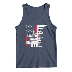 Funny Gun Lover Tank Top All Faster Than Dialing 911 Bullets American Flag TS02 Navy Print Your Wear