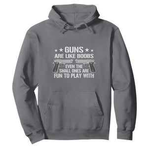 Funny Gun Lover Hoodie Guns Are Like Boobs Titties Joke Pistol TS02 Charcoal Print Your Wear