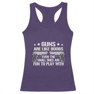 Funny Gun Lover Racerback Tank Top Guns Are Like Boobs Titties Joke Pistol TS02 Purple Print Your Wear