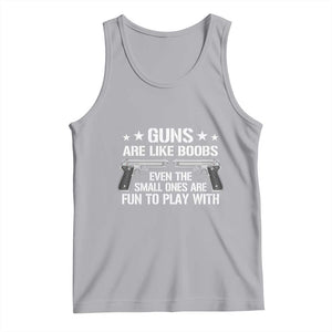 Funny Gun Lover Tank Top Guns Are Like Boobs Titties Joke Pistol TS02 Athletic Heather Print Your Wear