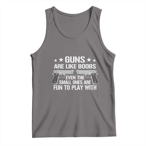 Funny Gun Lover Tank Top Guns Are Like Boobs Titties Joke Pistol TS02 Deep Heather Print Your Wear