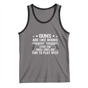 Funny Gun Lover Tank Top Guns Are Like Boobs Titties Joke Pistol TS02 Deep Heather Black Print Your Wear