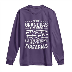 Funny Gun Grandpa Long Sleeve Shirt Real Grandpas Play With Firearms Guns Owner Lover TS02 Purple Print Your Wear