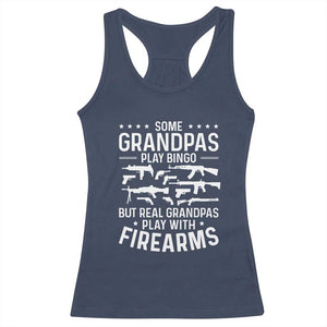 Funny Gun Grandpa Racerback Tank Top Real Grandpas Play With Firearms Guns Owner Lover TS02 Navy Print Your Wear