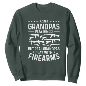 Funny Gun Grandpa Sweatshirt Real Grandpas Play With Firearms Guns Owner Lover TS02 Dark Forest Green Print Your Wear