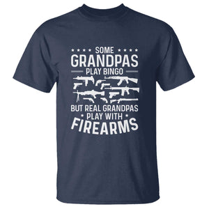 Funny Gun Grandpa T Shirt Real Grandpas Play With Firearms Guns Owner Lover TS02 Navy Print Your Wear