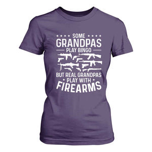 Funny Gun Grandpa T Shirt For Women Real Grandpas Play With Firearms Guns Owner Lover TS02 Purple Print Your Wear